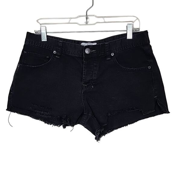 Free People Boho Black Distressed Denim Size 29 Shorts - Picture 2 of 5